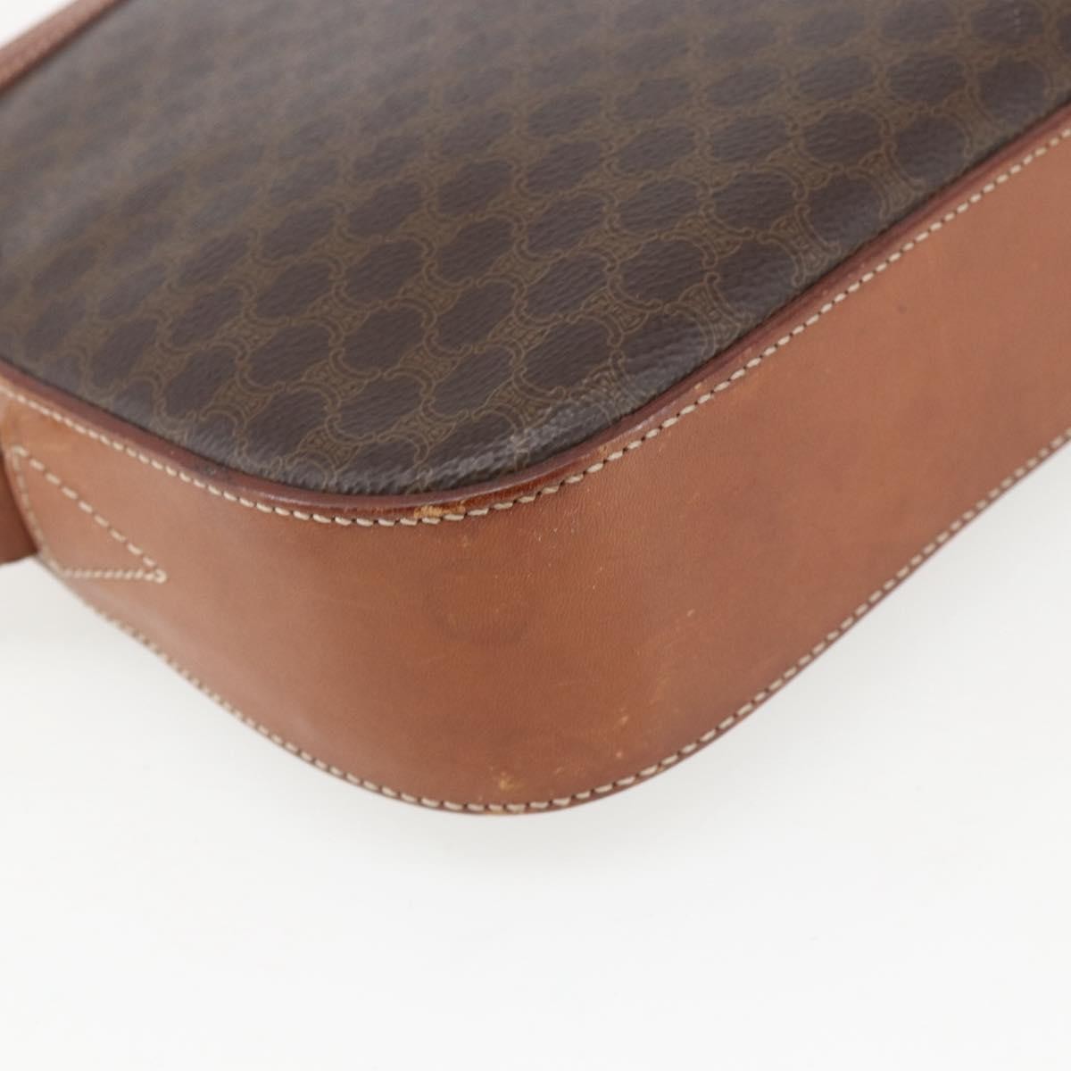 Celine Vintage Macadam Canvas And Leather Brown Canvas Shoulder Bag Bag (Pre-Owned)
