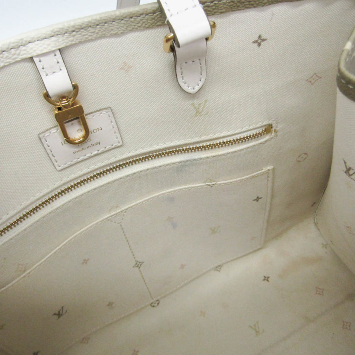 Louis Vuitton Onthego Spring In The City Monogram Giant Canvas Khaki Canvas Tote Bag Bag (Pre-Owned)