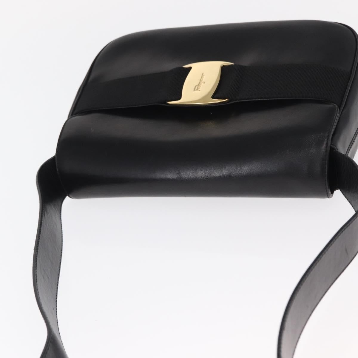 Salvatore Ferragamo Vala Leather Black Leather Shoulder Bag Bag (Pre-Owned)
