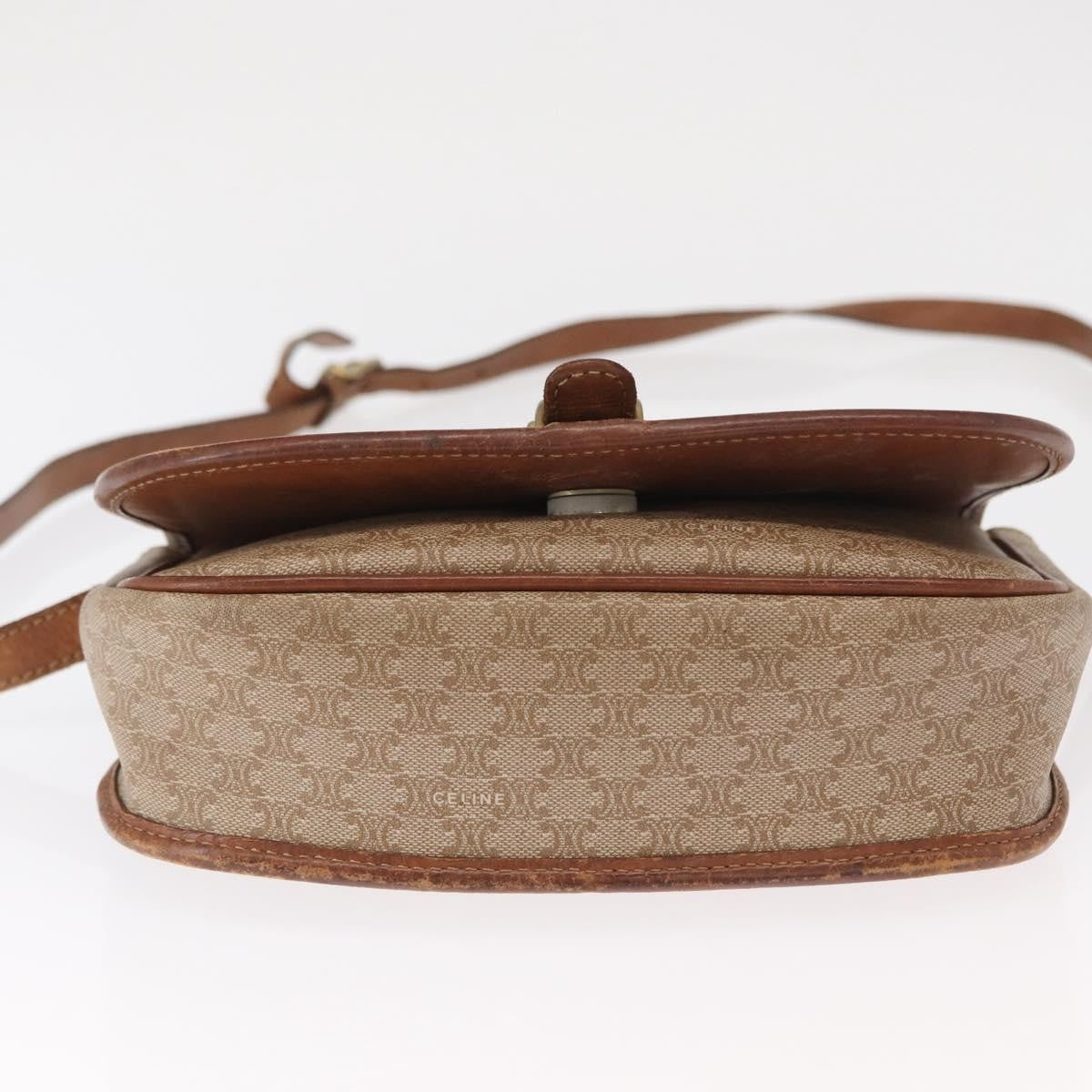 Celine Vintage Macadam Canvas And Leather Beige Canvas Shoulder Bag Bag (Pre-Owned)