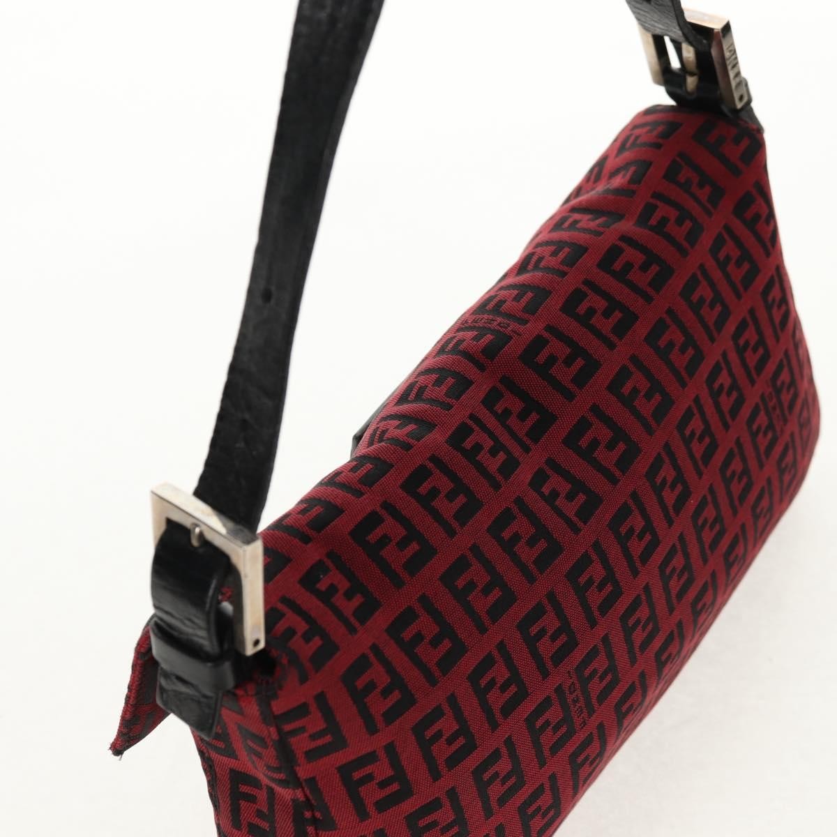 Fendi Baguette Zucchino Canvas Red Canvas Handbag (Pre-Owned)