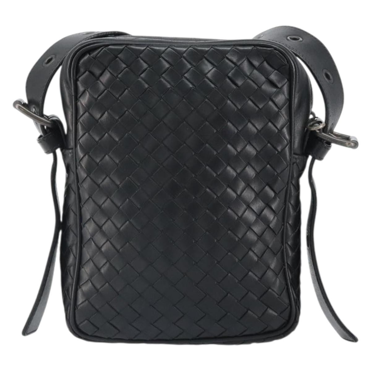 Bottega Veneta 76 Shoulder Intrecciato Goatskin Black Leather Shoulder Bag Bag (Pre-Owned)