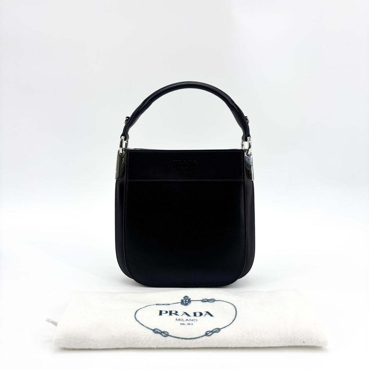Prada Margit Calf Leather Black Calfskin Shoulder Bag Bag (Pre-Owned)