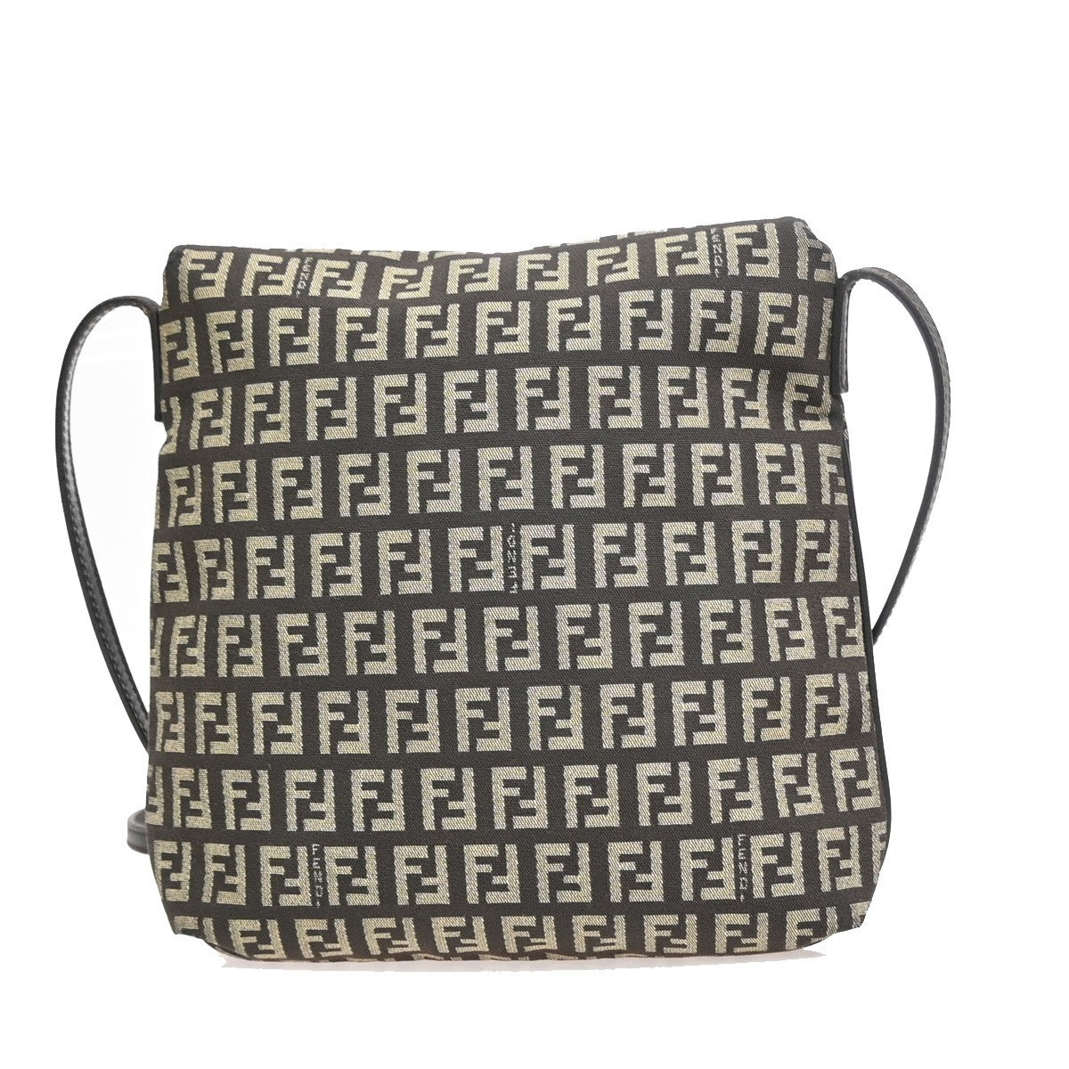 Fendi Vintage Flap Zucchino Canvas Brown Canvas Crossbody Bag Bag (Pre-Owned)