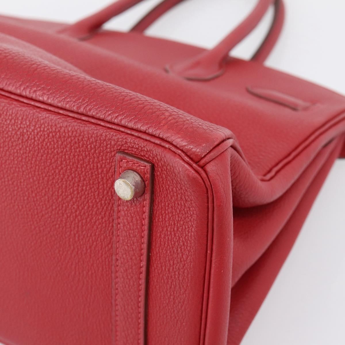 Hermes Birkin Red Togo With Palladium Hardware Red Leather Handbag (Pre-Owned)