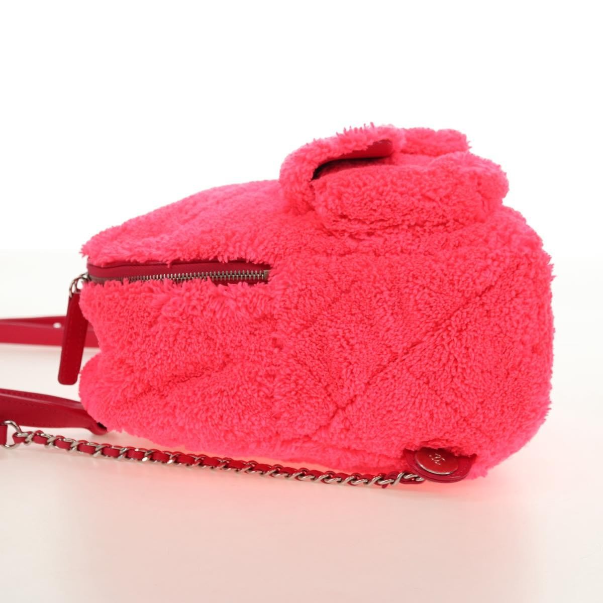 Chanel Coco Beach Quilted Terry Cloth Pink Faux_Fur Backpack Bag (Pre-Owned)