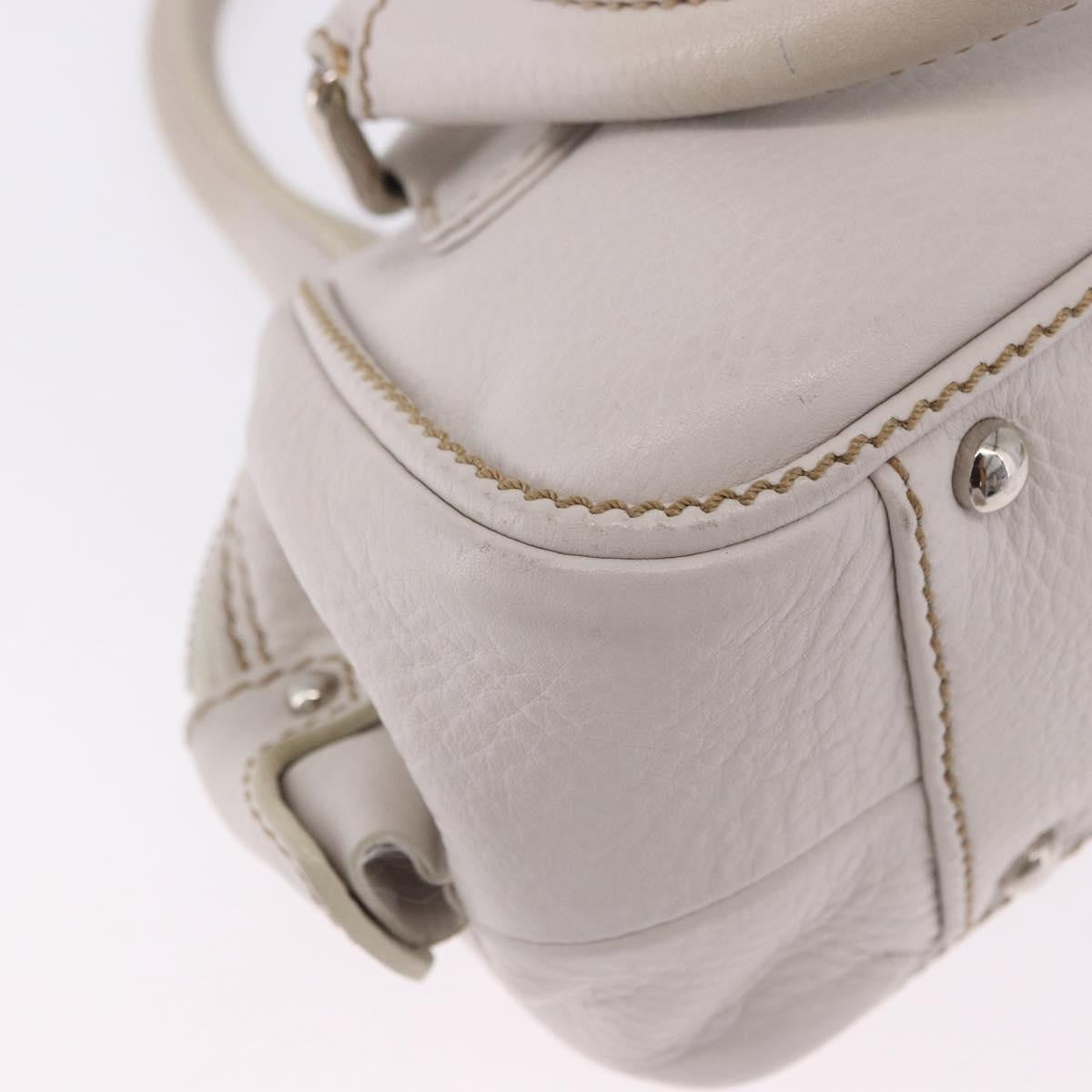 Chanel Lax Tassel Pebbled Leather White Leather Handbag (Pre-Owned)