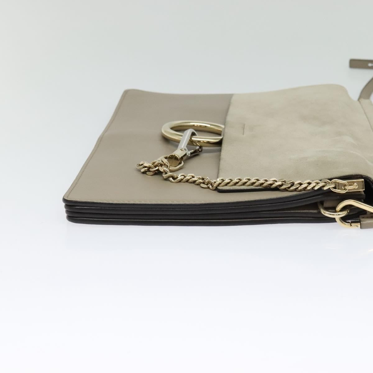 Chloe Faye Leather And Suede Gray Suede Shoulder Bag Bag (Pre-Owned)