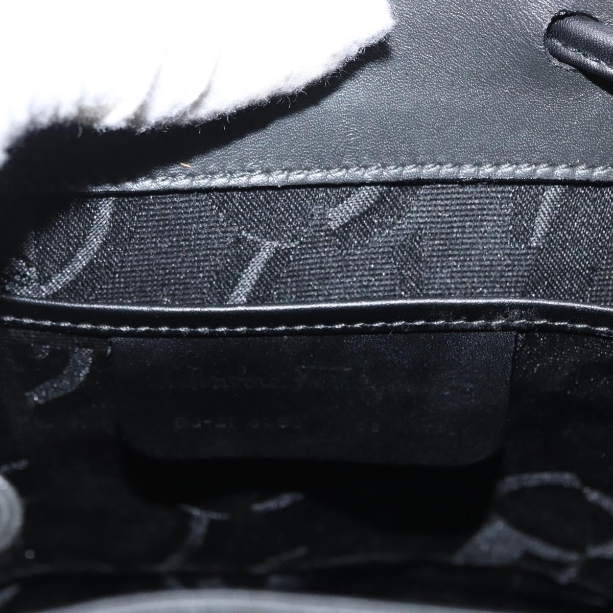 Salvatore Ferragamo Gancini Flap Drawstring Leather Black Leather Backpack Bag (Pre-Owned)
