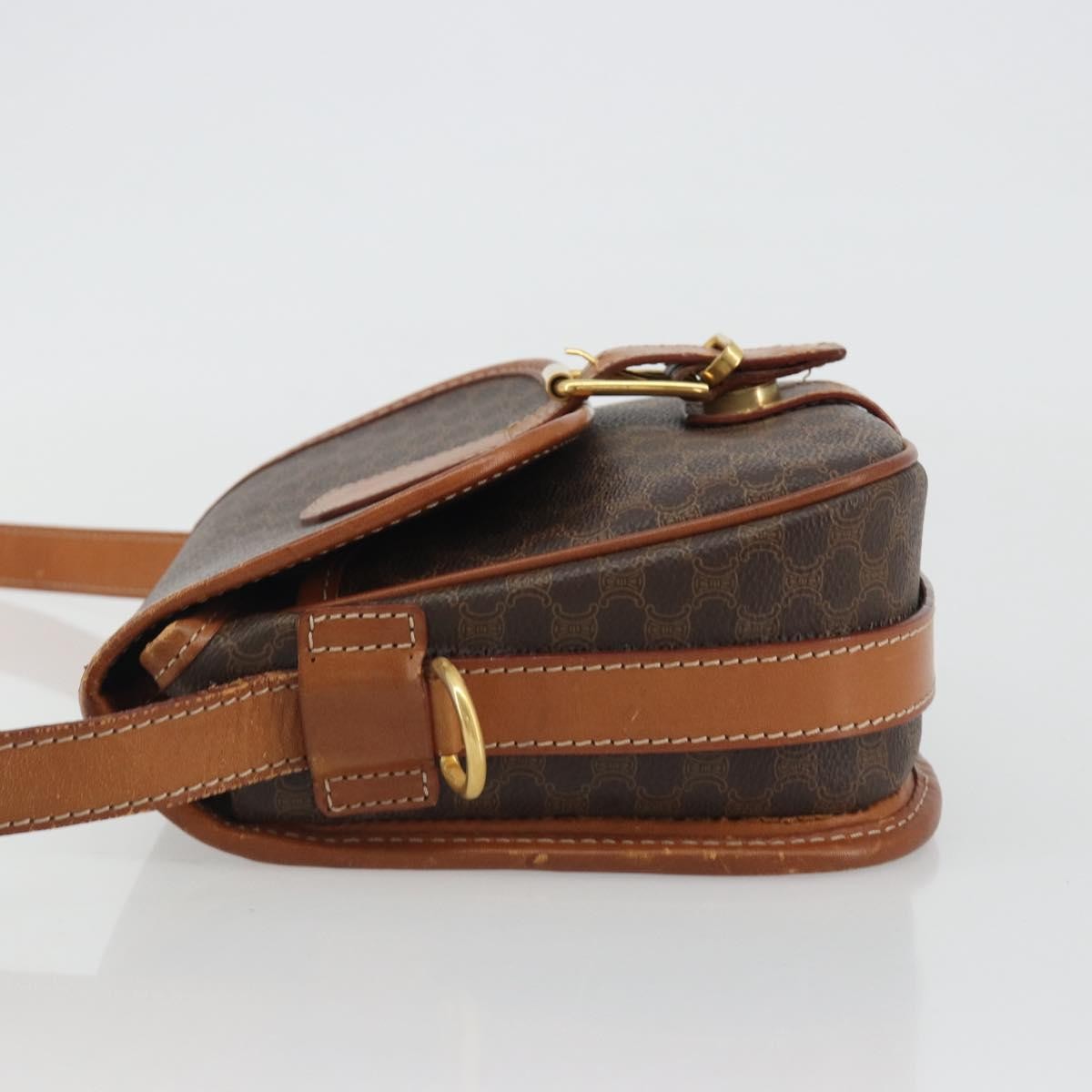 Celine Vintage Macadam Canvas And Leather Brown Canvas Shoulder Bag Bag (Pre-Owned)