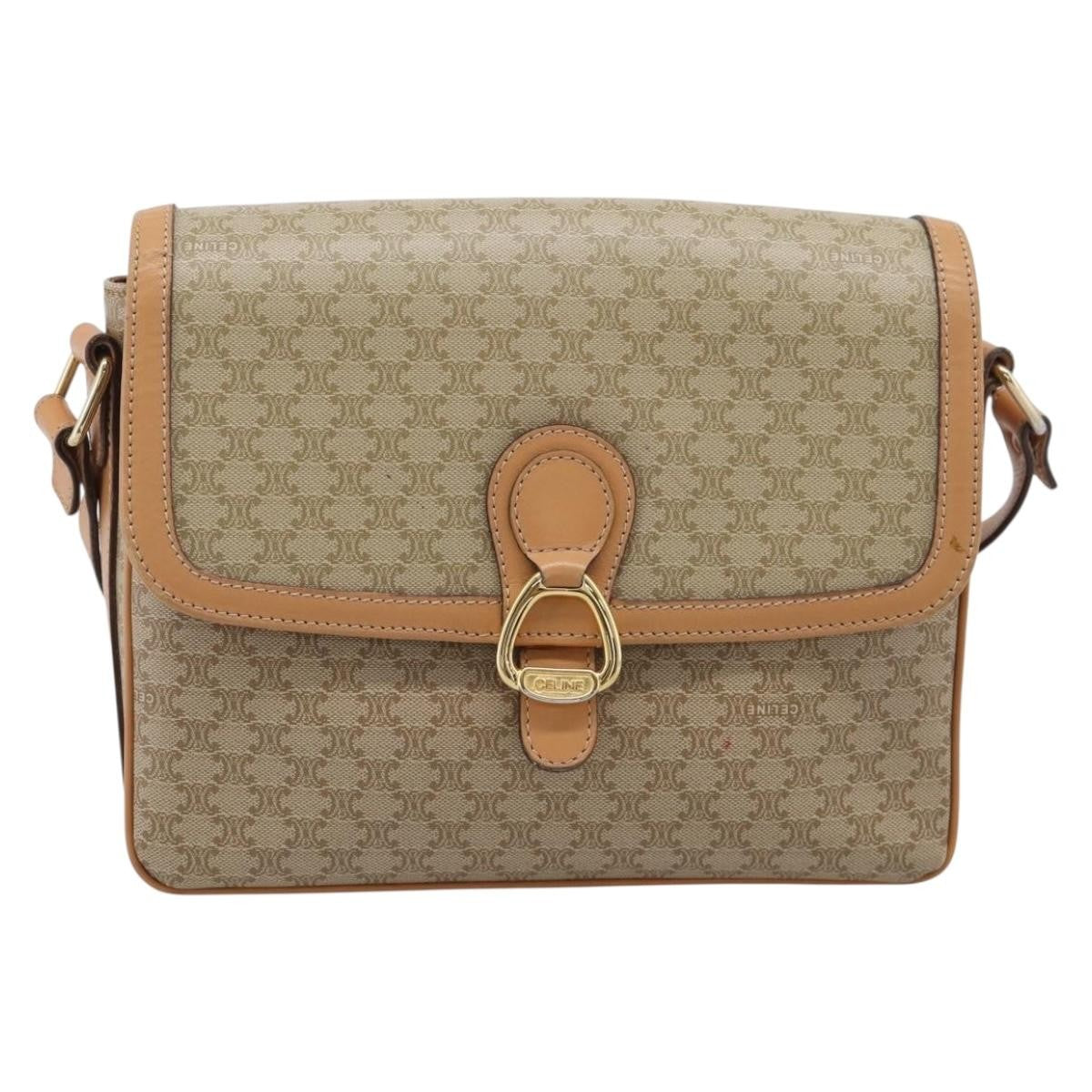 Celine Macadam Shoulder Canvas Beige Canvas Crossbody Bag Bag (Pre-Owned)