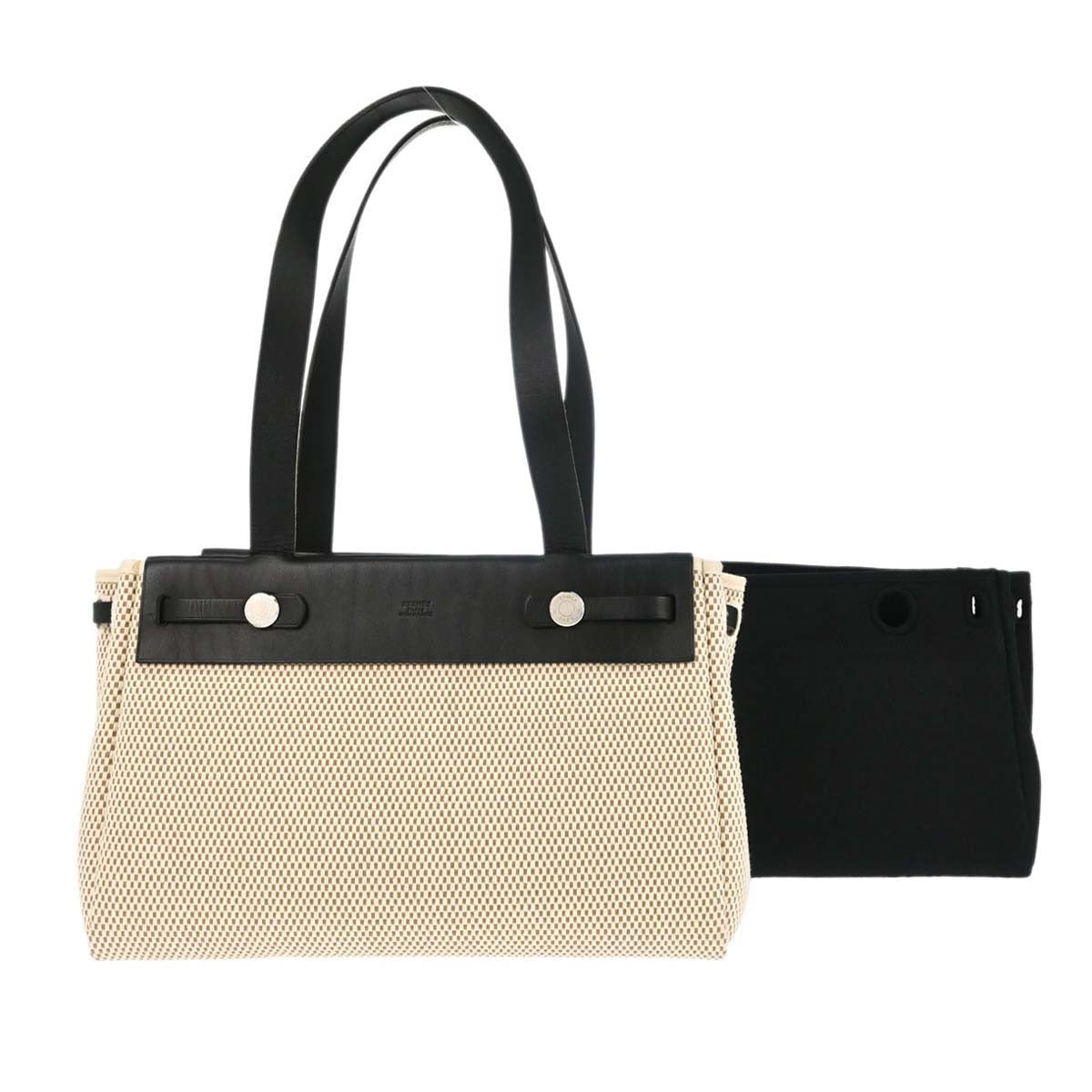 Hermes Herbag Cabas Toile And Leather Beige Canvas Tote Bag Bag (Pre-Owned)