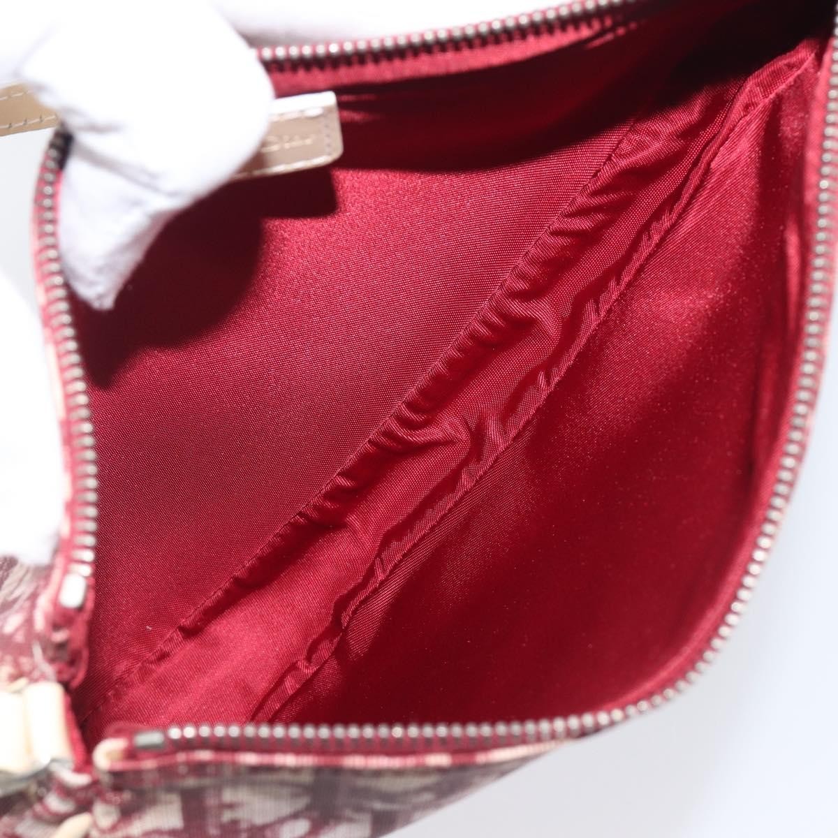 Christian Dior Vintage Saddle Bag Canvas Red Canvas Clutche & Pouche Bag (Pre-Owned)