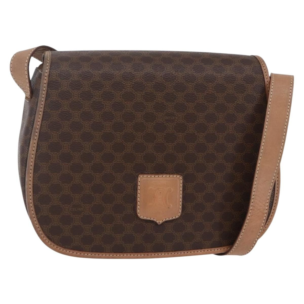 Celine Macadam Shoulder Pvc Leather Brown Canvas Shoulder Bag Bag (Pre-Owned)