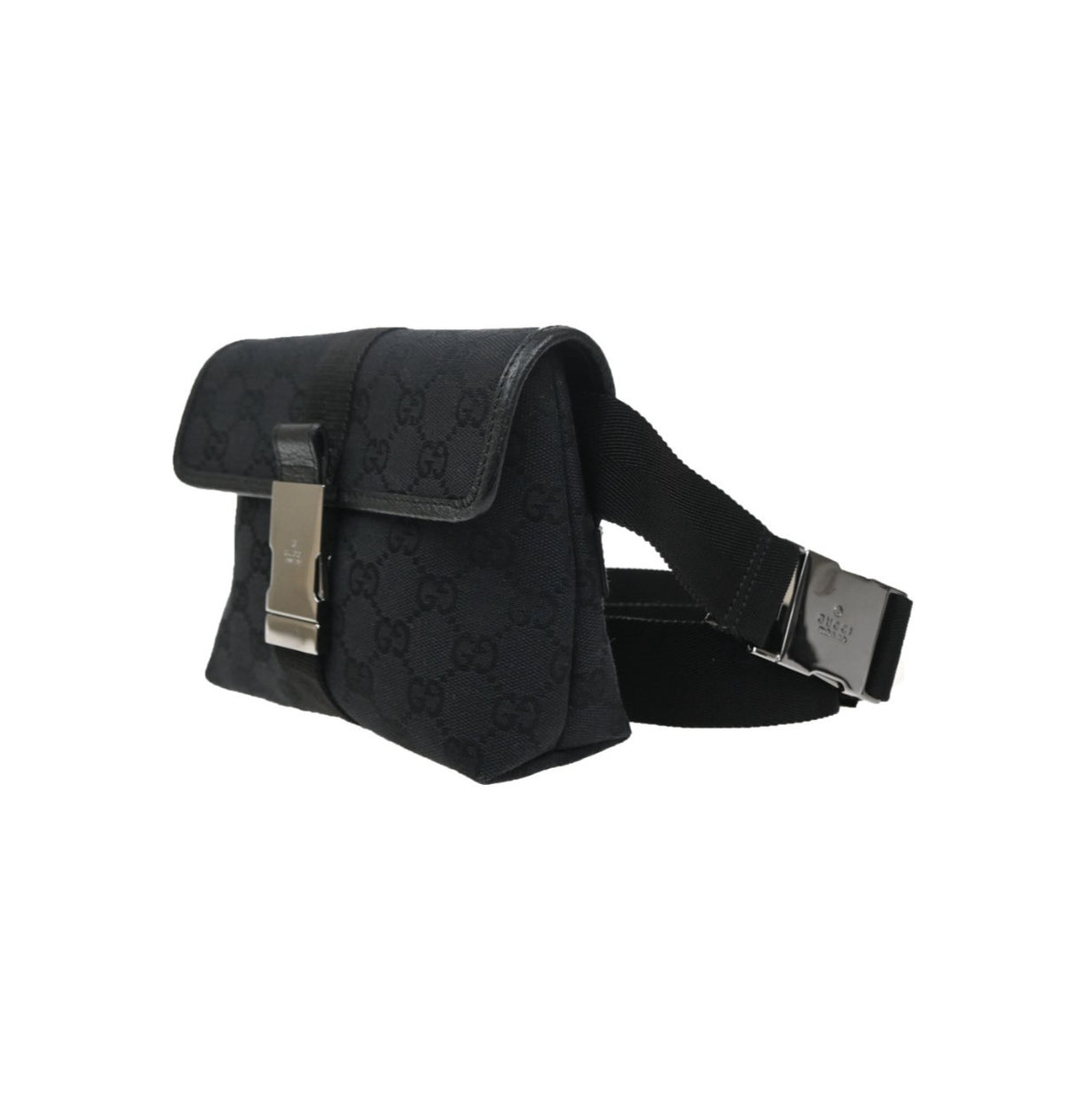 Gucci Buckle Waist Gg Canvas And Leather Black Canvas Clutche & Pouche Bag (Pre-Owned)