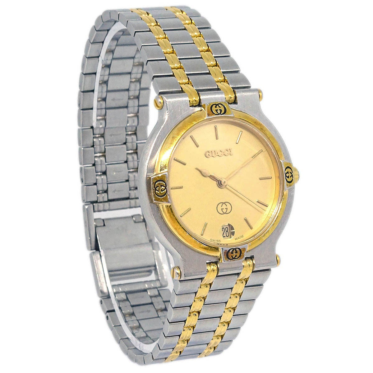 Gucci 9000L Quartz Stainless Steel With Plated Metal Watch (Pre-Owned)