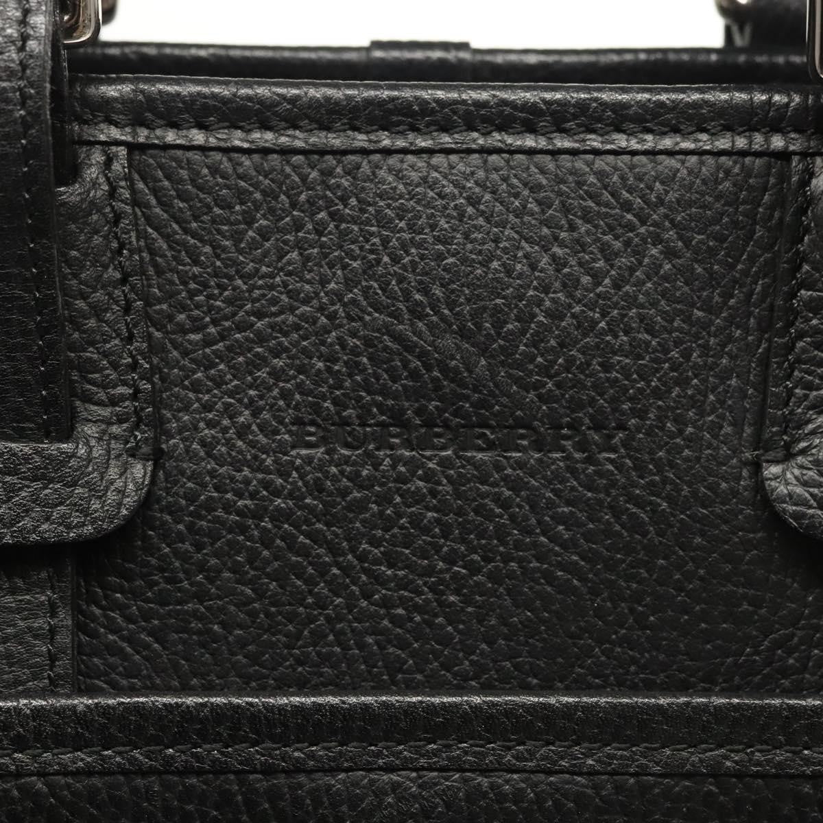 Burberry Vintage Vintage Check Coated Canvas Black Leather Handbag (Pre-Owned)