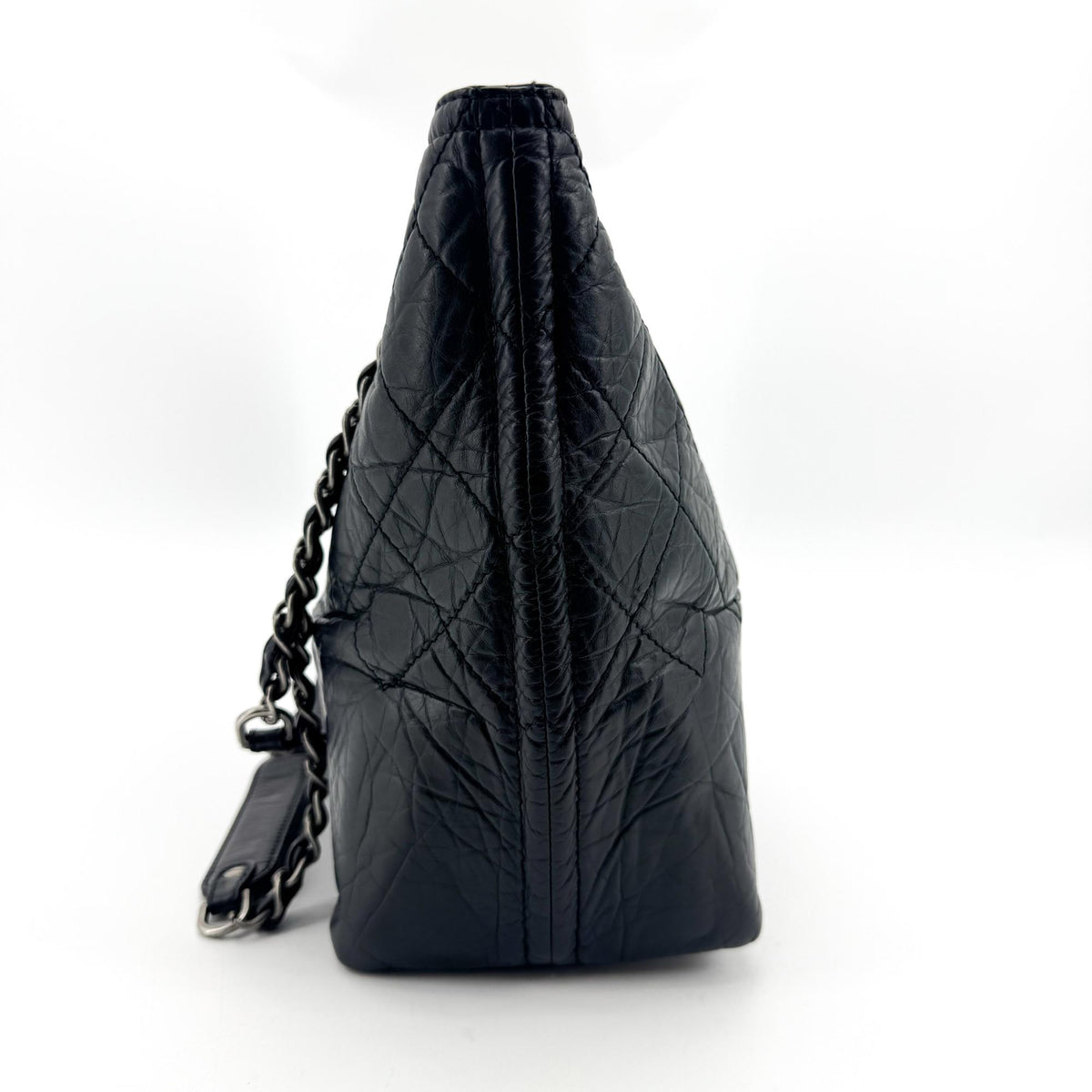 Chanel Cc Crave Quilted Glazed Caviar Black Leather Tote Bag Bag (Pre-Owned)