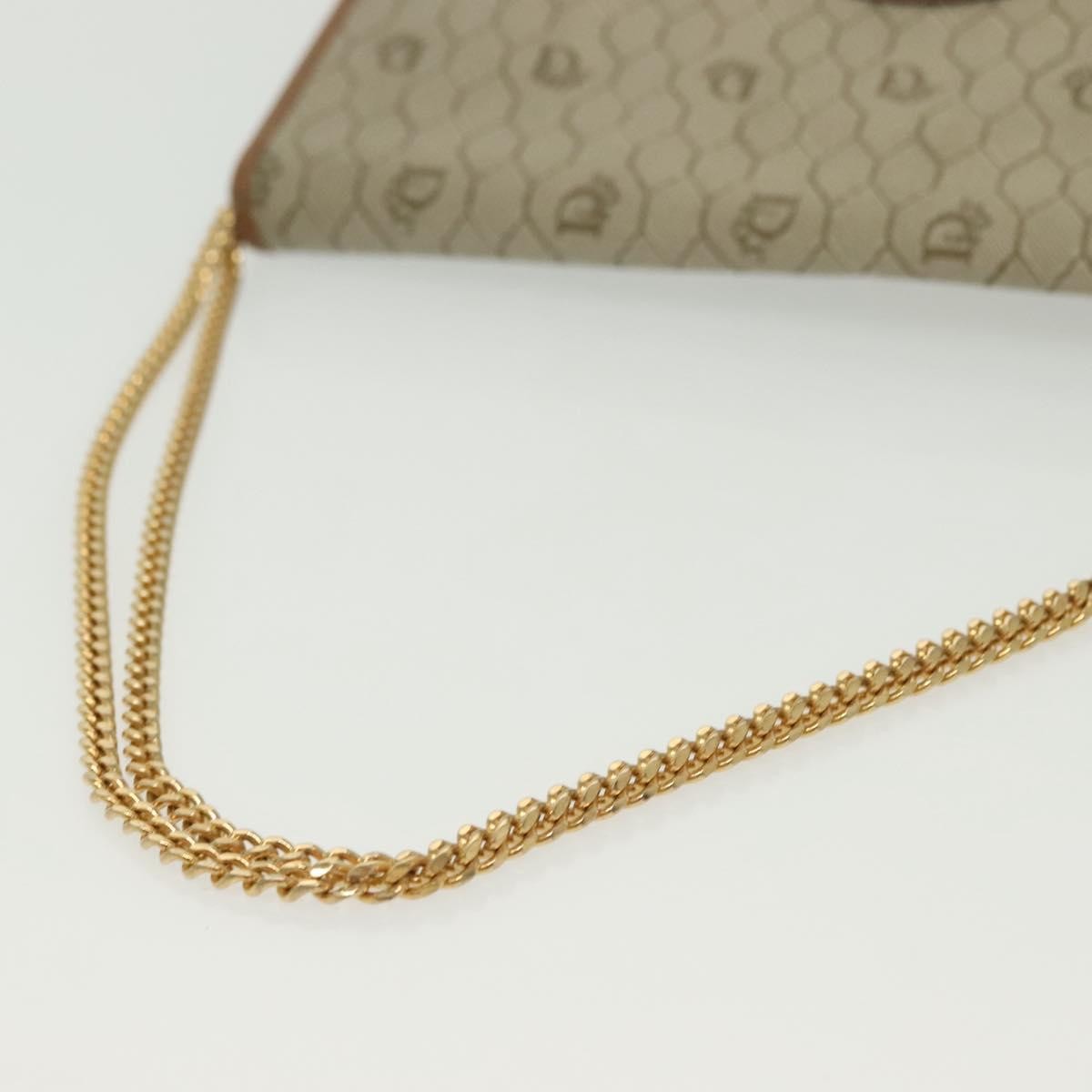 Christian Dior Vintage Honeycomb Chain Canvas Beige Canvas Bag (Pre-Owned)