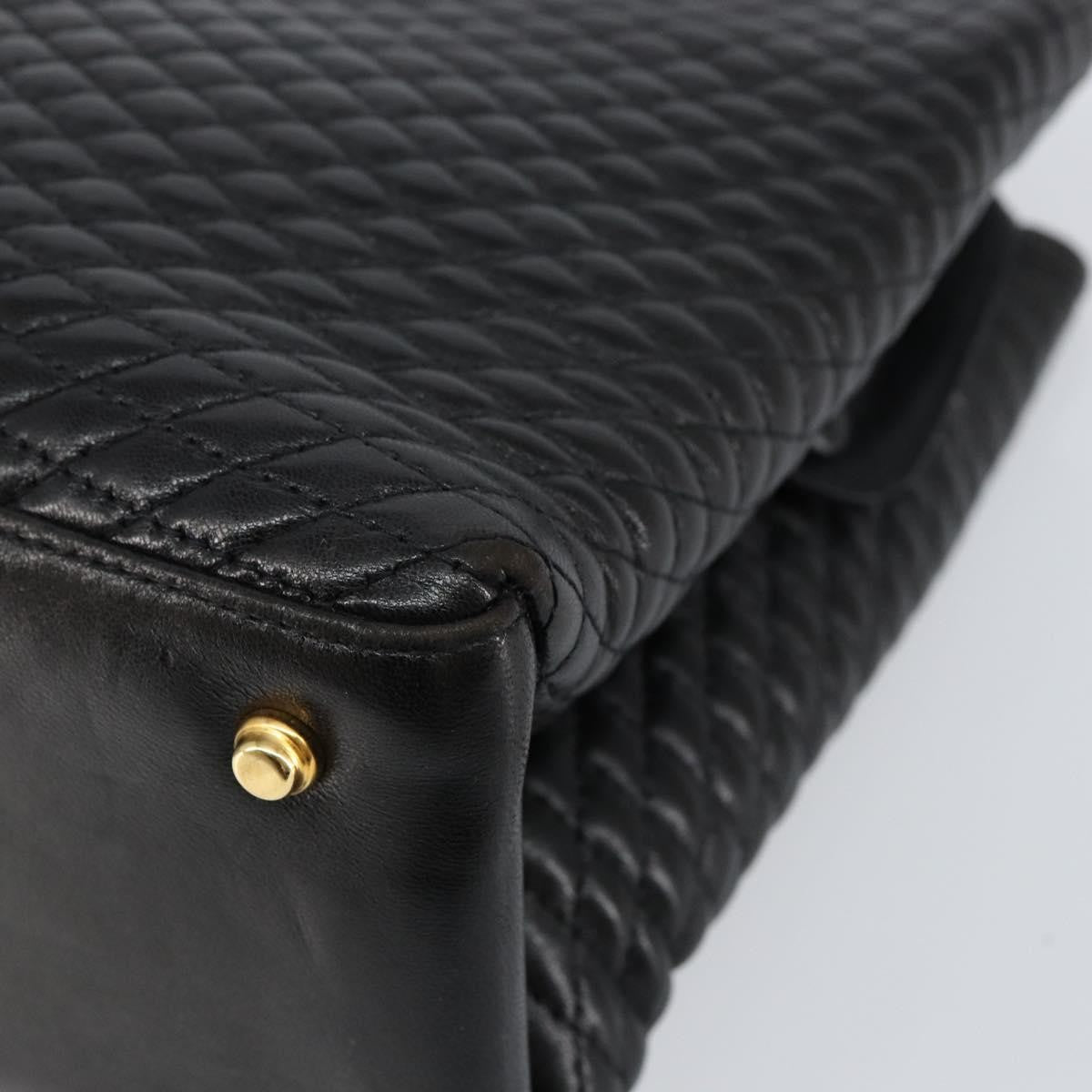 Bally Vintage Quilted Leather Black Leather Handbag (Pre-Owned)