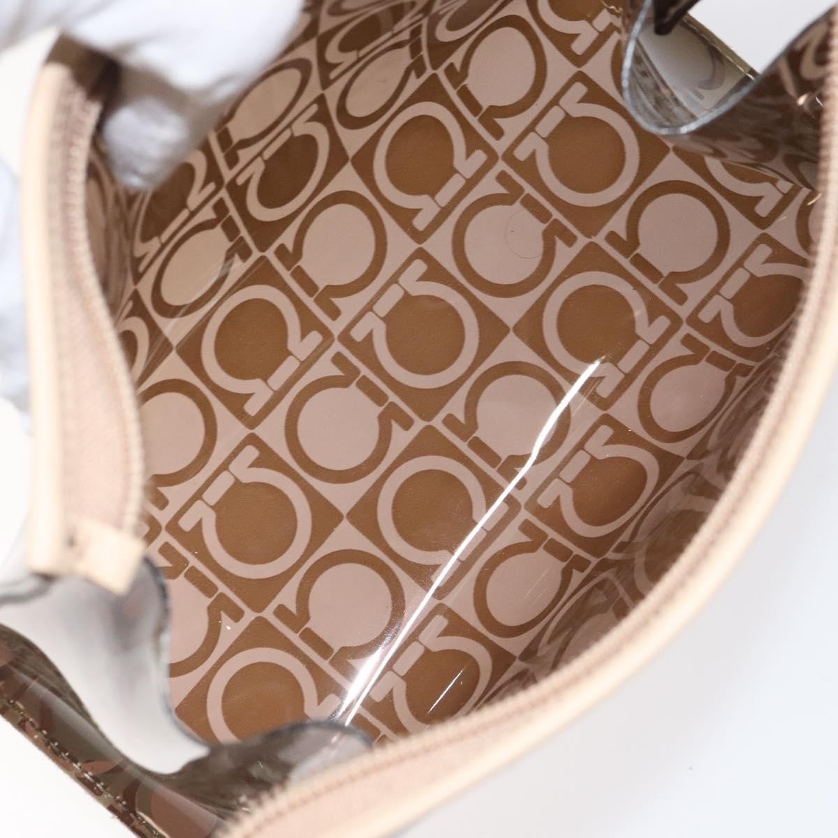 Salvatore Ferragamo Gancini Canvas Brown Vinyl Clutche & Pouche Bag (Pre-Owned)
