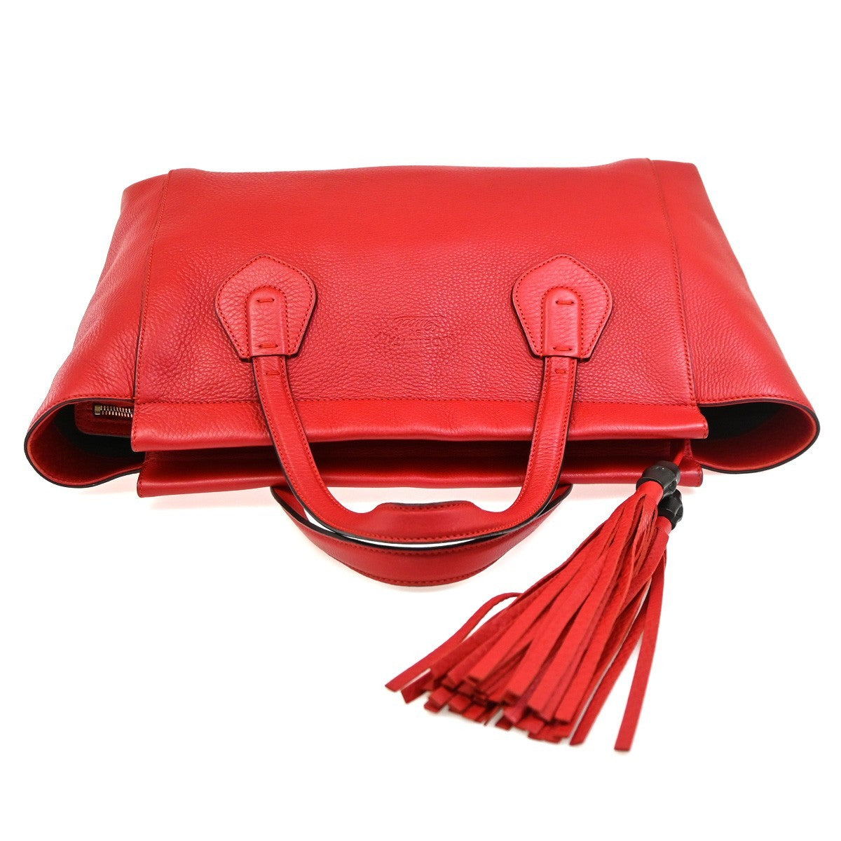 Gucci Lady Tassel Top Handle Leather Red Leather Tote Bag Bag (Pre-Owned)