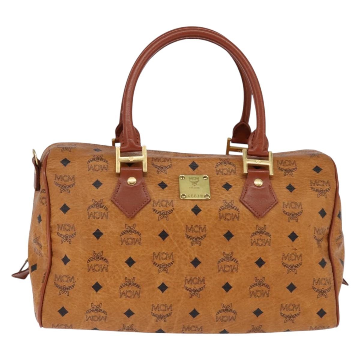 MCM Visetos Logogramme Leather Brown Leather Handbag (Pre-Owned)