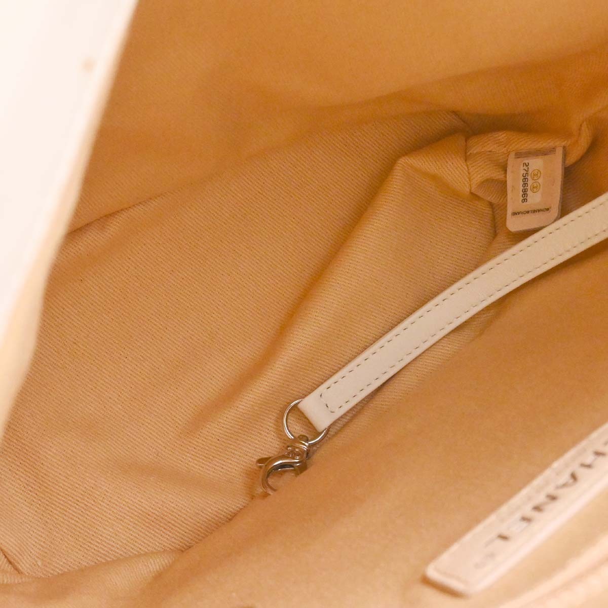 Chanel Cc Top Handle Bucket Stitched Calfskin White Leather Handbag (Pre-Owned)