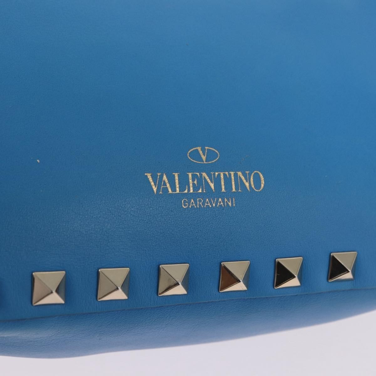 Valentino Garavani Rockstud Flip Lock Compartment Leather Blue Leather Shoulder Bag Bag (Pre-Owned)