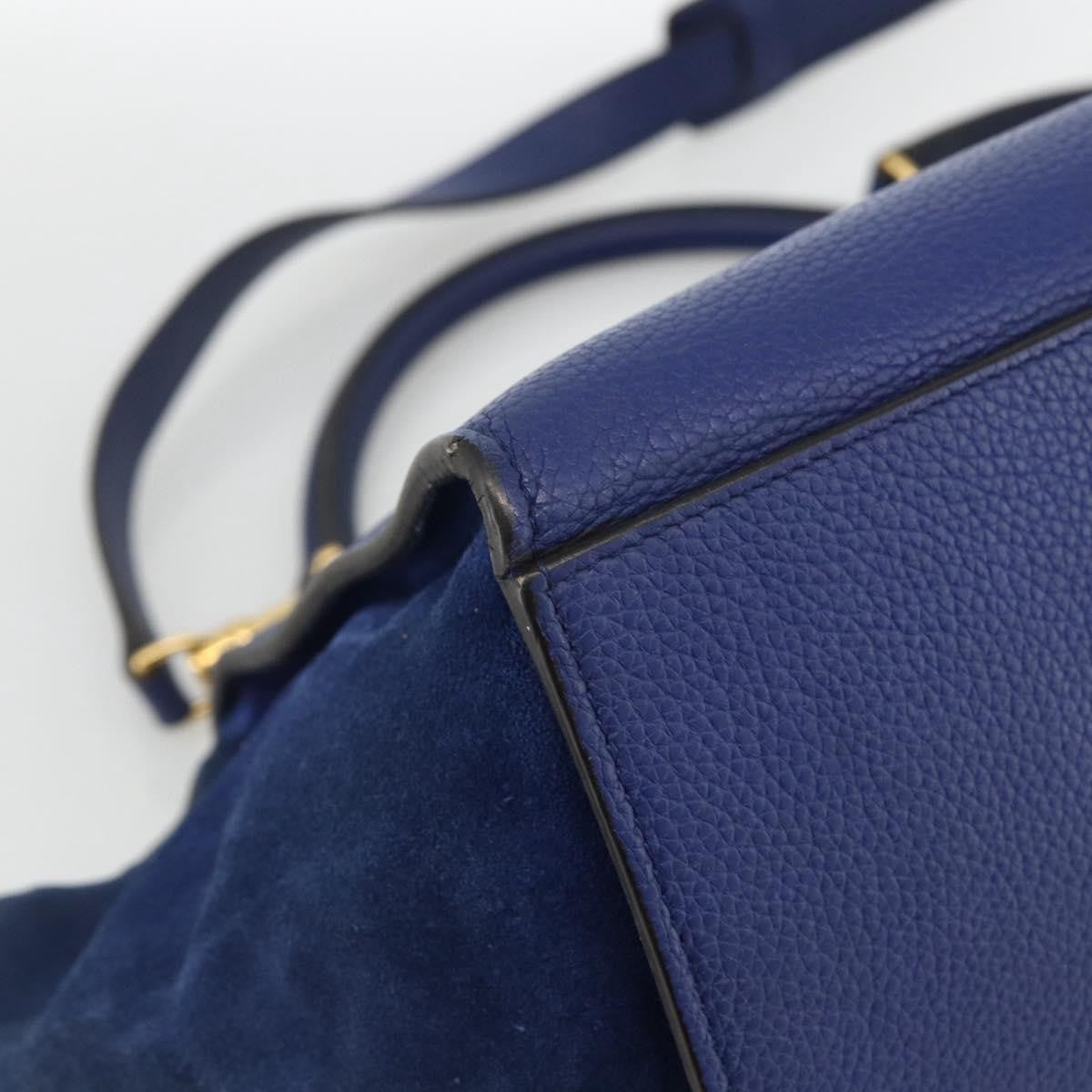 Celine Trapeze Leather With Suede Blue Leather Handbag (Pre-Owned)