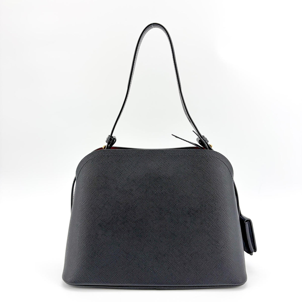 Prada Matinee Top Handle Saffiano Leather Black Leather Handbag (Pre-Owned)