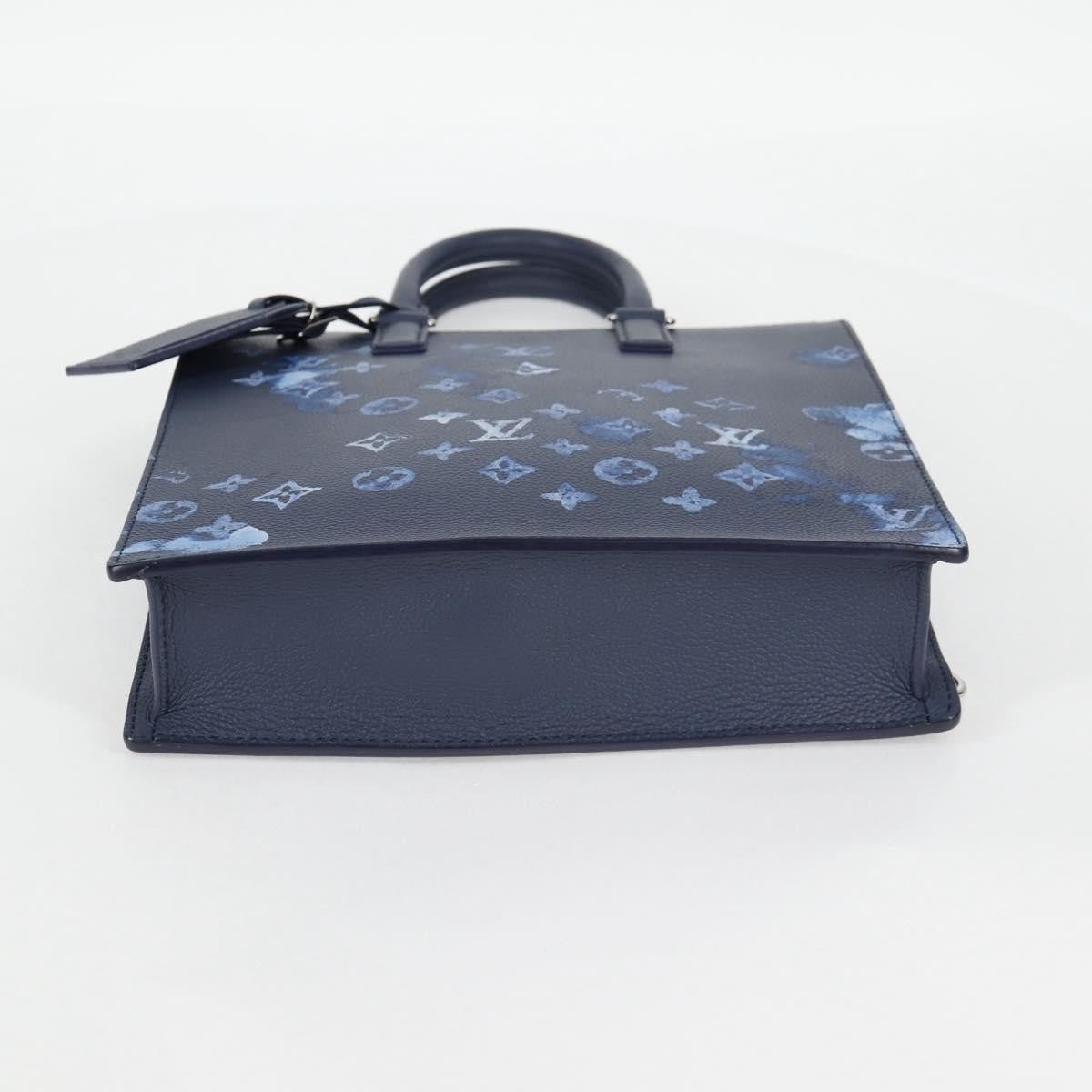 Louis Vuitton Sac Plat Zipped Limited Edition Monogram Ink Watercolor Leather Blue Canvas Handbag (Pre-Owned)