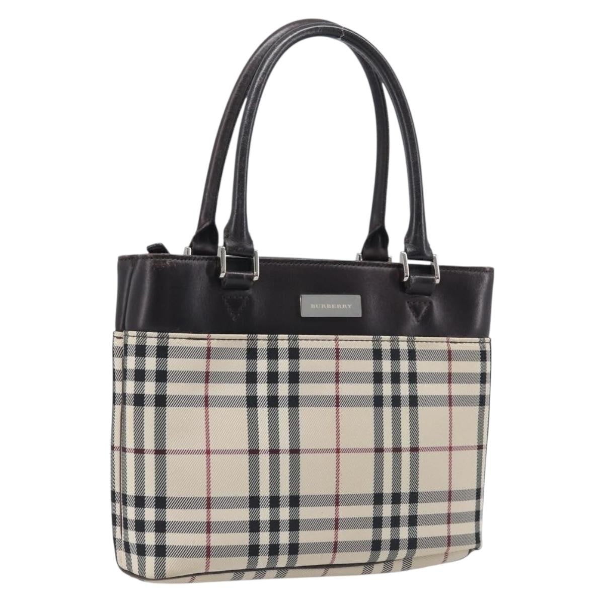 Burberry Nova Check Nova Check Canvas Beige Canvas Handbag (Pre-Owned)