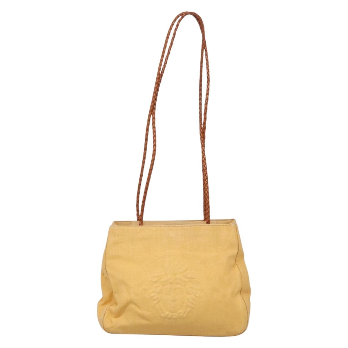 Versace Medusa Canvas Yellow Canvas Shoulder Bag Bag (Pre-Owned)