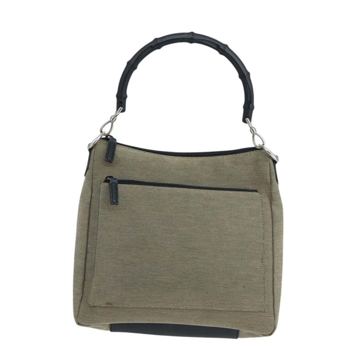 Gucci Vintage Bamboo Shoulder Canvas Beige Canvas Shoulder Bag Bag (Pre-Owned)
