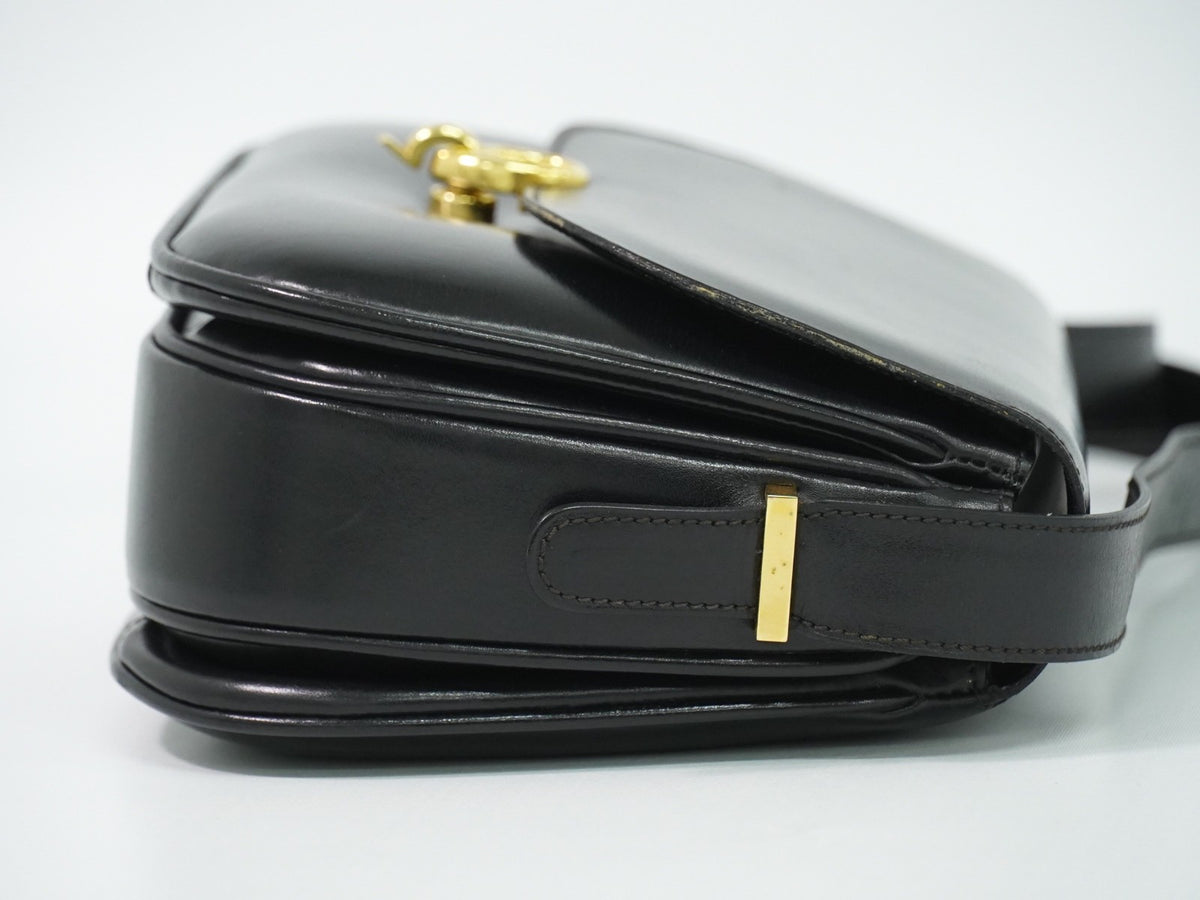 Celine Shoulder Leather Black Leather Shoulder Bag Bag (Pre-Owned)