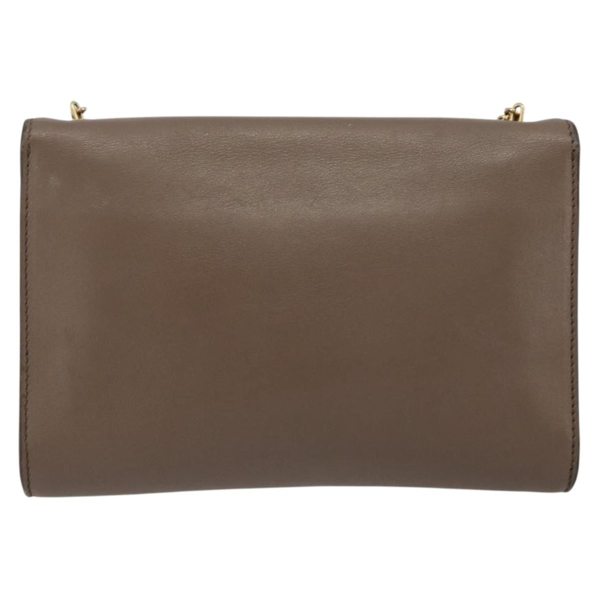 Salvatore Ferragamo Gancini Chain Leather Gray Leather Shoulder Bag Bag (Pre-Owned)