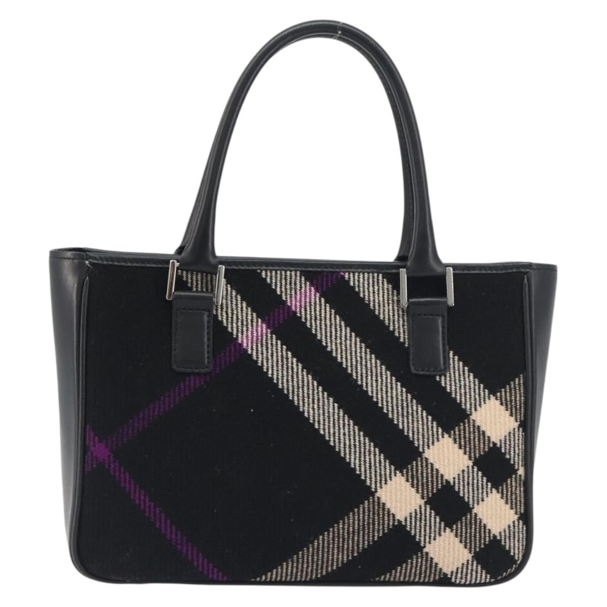 Burberry Nova Check Wool Black Wool Handbag (Pre-Owned)