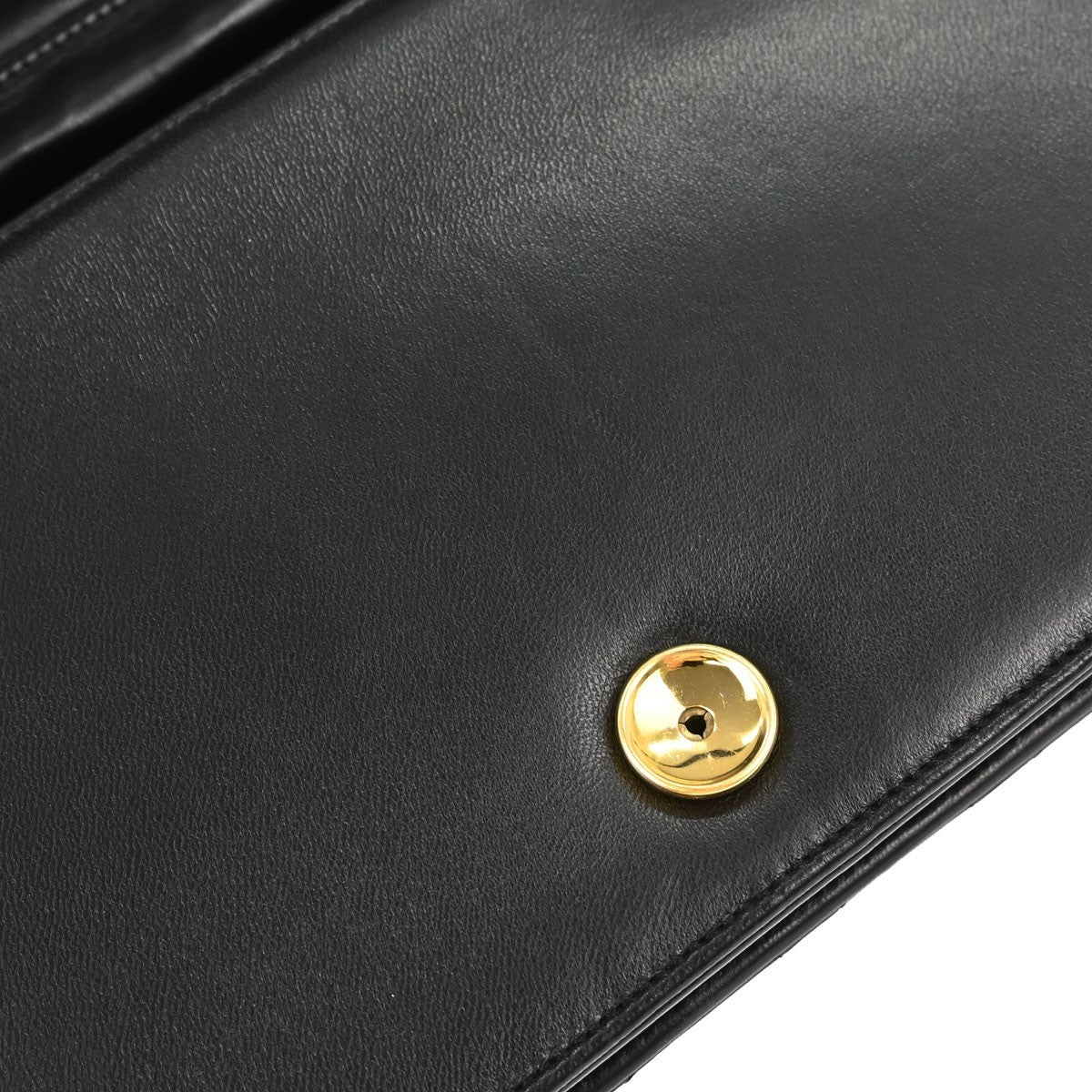Chanel Vintage Full Flap Quilted Lambskin Black Leather Shoulder Bag Bag (Pre-Owned)