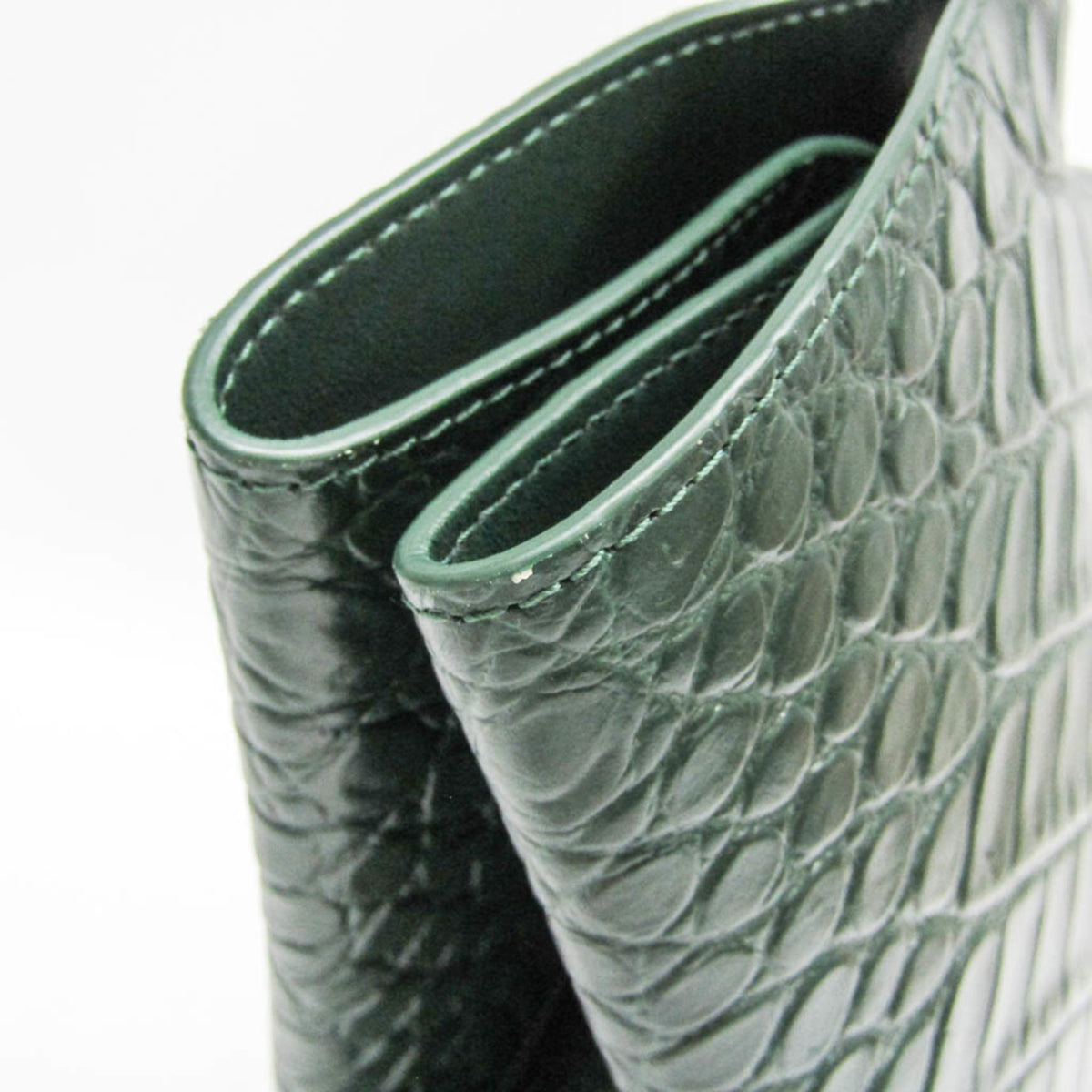 Bottega Veneta Doll Crocodile Embossed Leather Green Leather Tote Bag Bag (Pre-Owned)