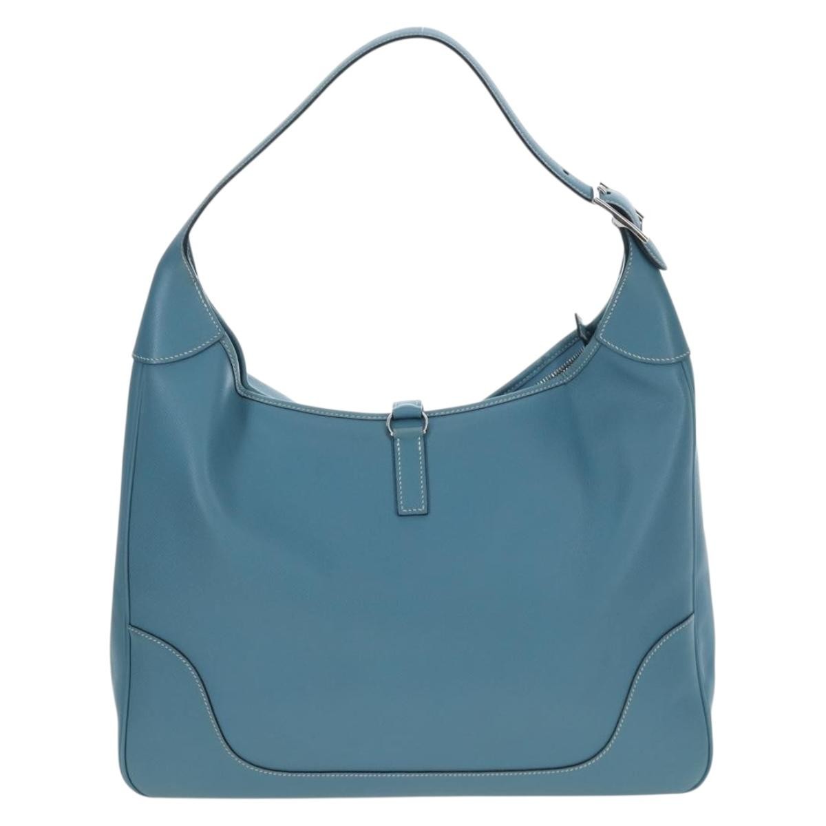 Hermes Trim Clemence Blue Leather Shoulder Bag Bag (Pre-Owned)