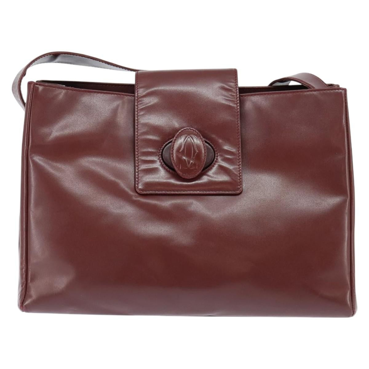Cartier Must De Cartier Leather Burgundy Leather Shoulder Bag Bag (Pre-Owned)
