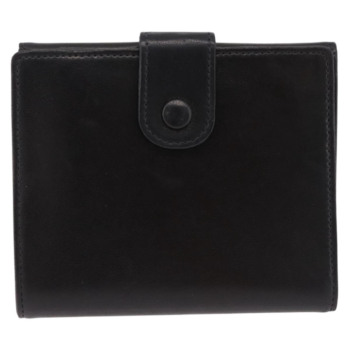 Chanel Vintage Timeless Bifold Lambskin Black Leather Wallets Accessory (Pre-Owned)