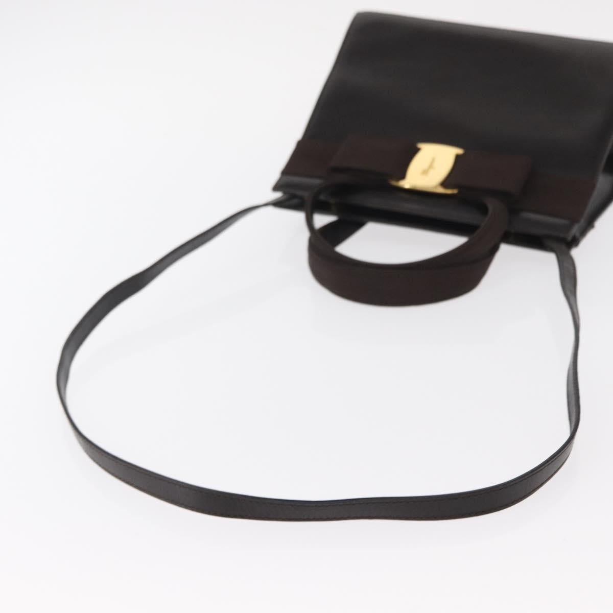 Salvatore Ferragamo Convertible Vara Bow Leather Brown Leather Handbag (Pre-Owned)