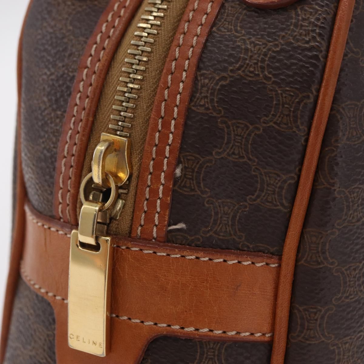 Celine Vintage Handbag Toile Céline Brown Canvas Handbag (Pre-Owned)