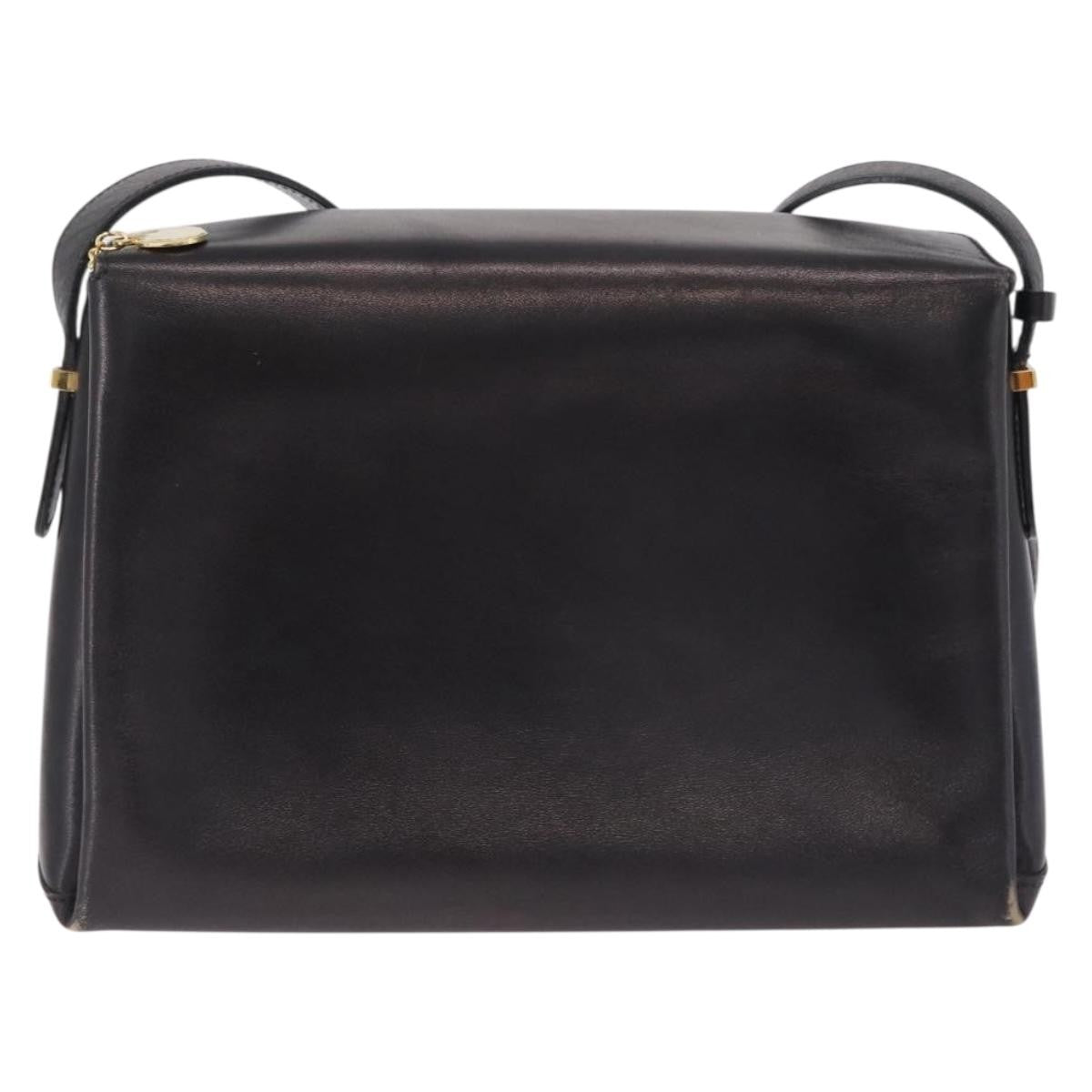 Celine Shoulder Leather Black Leather Shoulder Bag Bag (Pre-Owned)