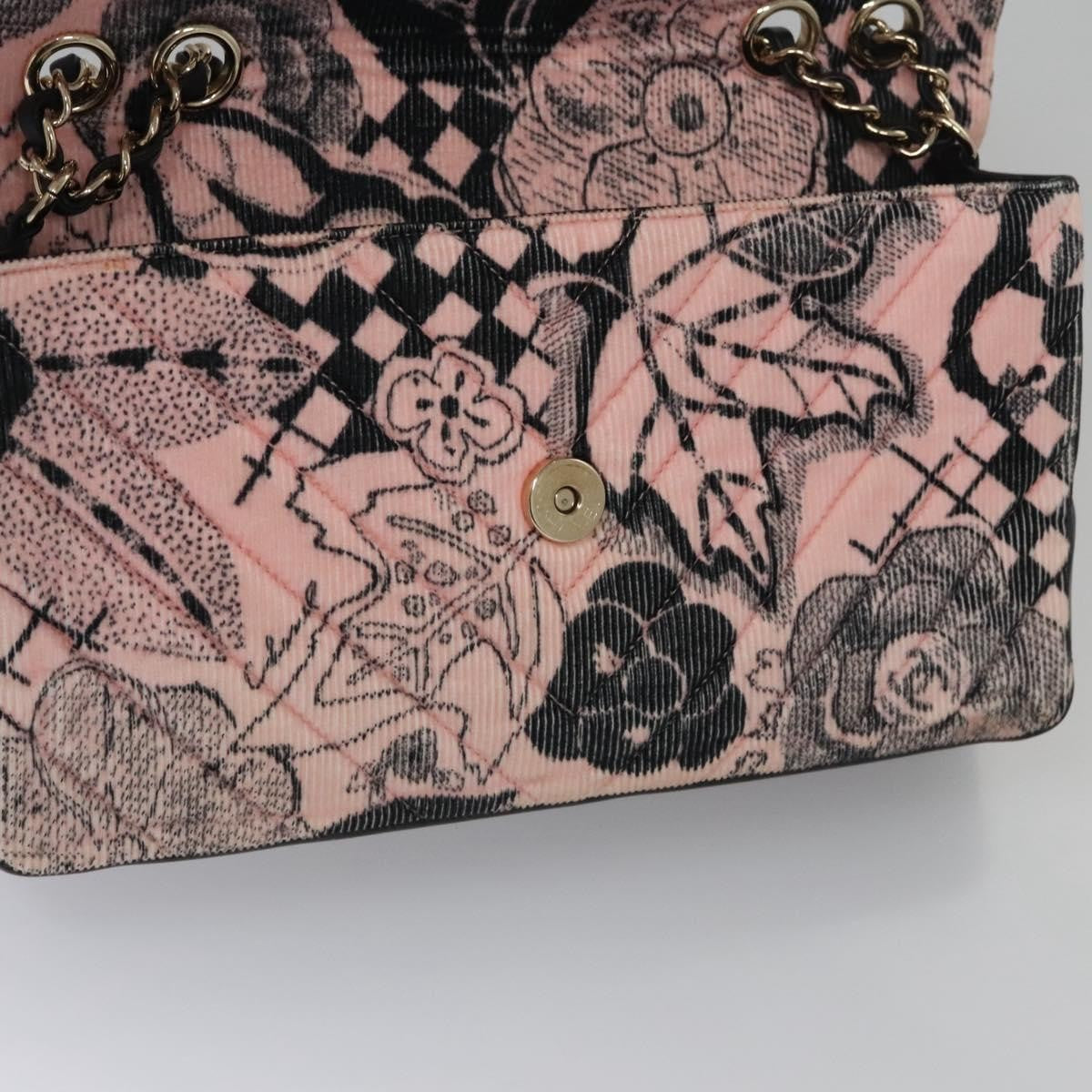 Chanel Flap Shoulder Canvas Pink Cotton Shoulder Bag Bag (Pre-Owned)