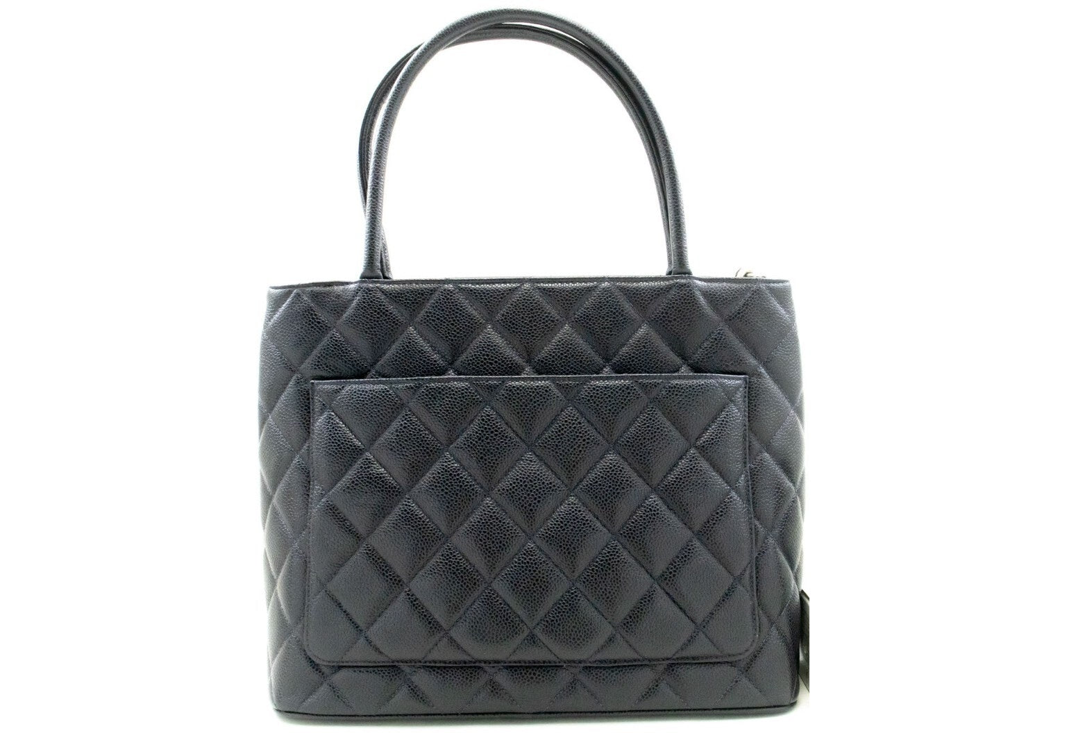 Chanel Medallion Tote Quilted Caviar Black Leather Tote Bag Bag (Pre-Owned)