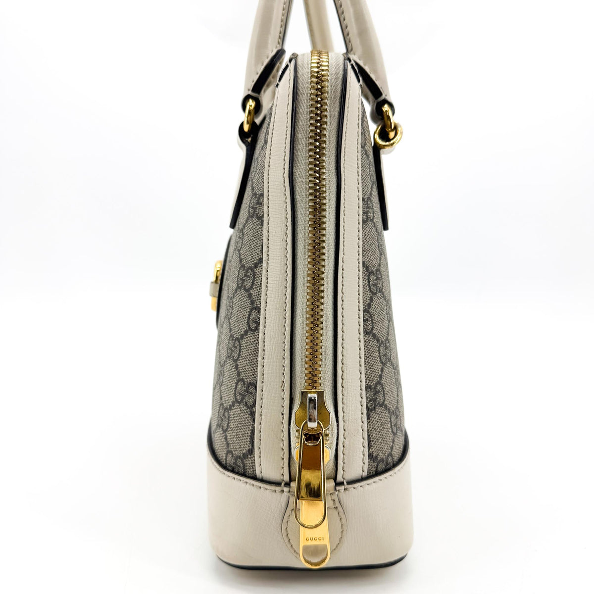 Gucci Horsebit 1955 Top Handle Gg Coated Canvas With Leather Beige Canvas Handbag (Pre-Owned)