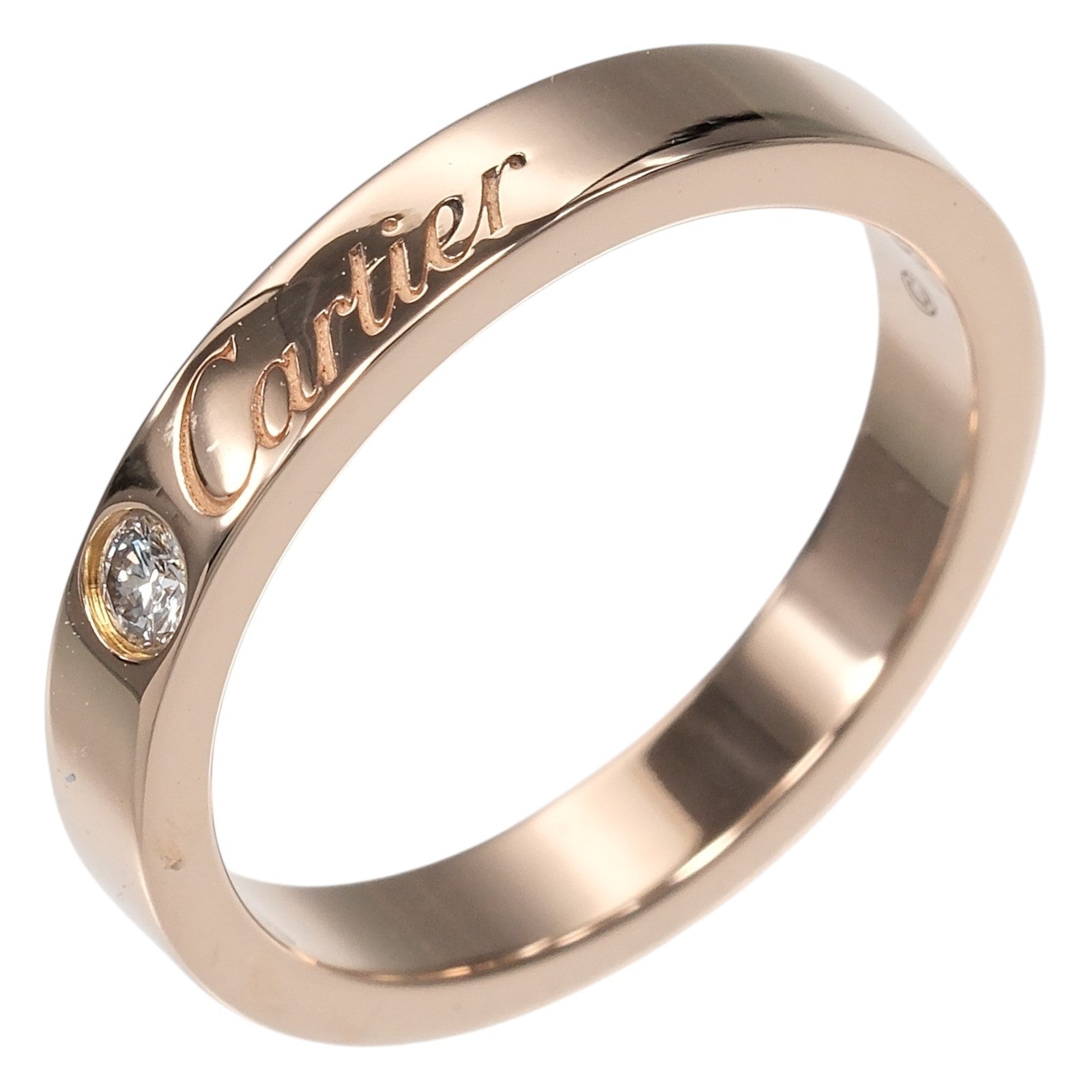 Cartier C De Cartier Wedding Band 18K Rose Gold With Diamond Gold Pink_Gold Ring Jewelry (Pre-Owned)